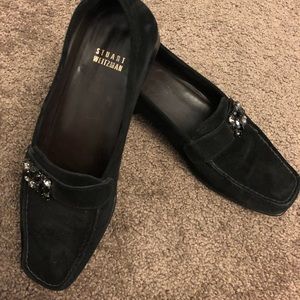 Stuart Weitzman Suede Loafer with rhinestones